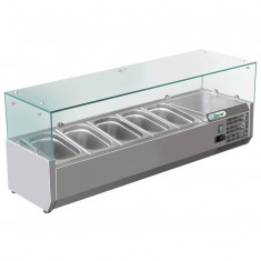 120cm-es, 5xGN1/4-es feltéthűtő, leheletvédő üveggel.